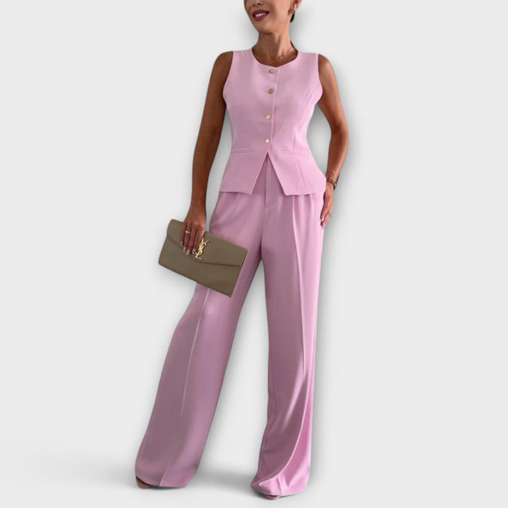 Wilhelmina - Chic Sleeveless Top and Pants Ensemble - Luna Hampton