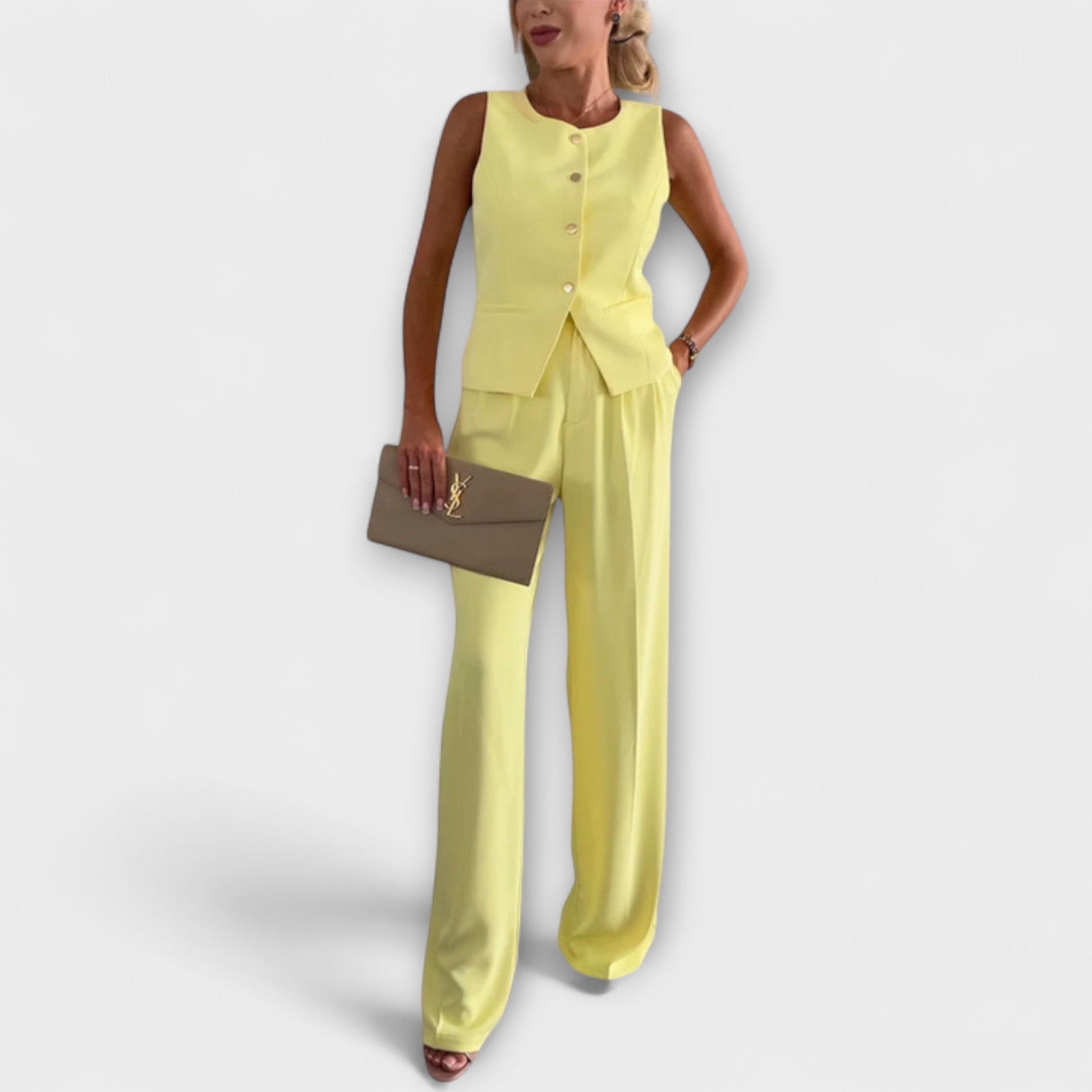 Wilhelmina - Chic Sleeveless Top and Pants Ensemble - Luna Hampton